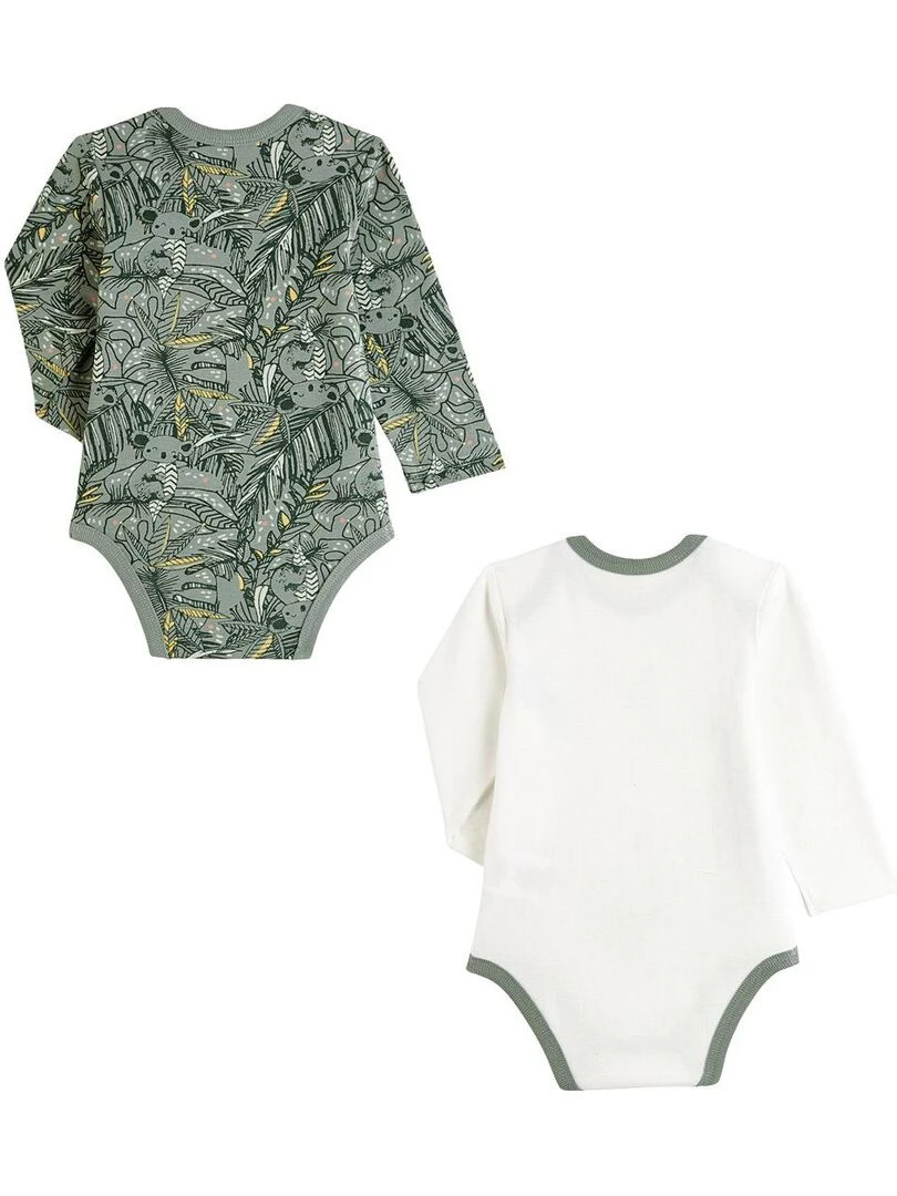 Lot de 2 bodies bébé manches longues Amazonie Kaki