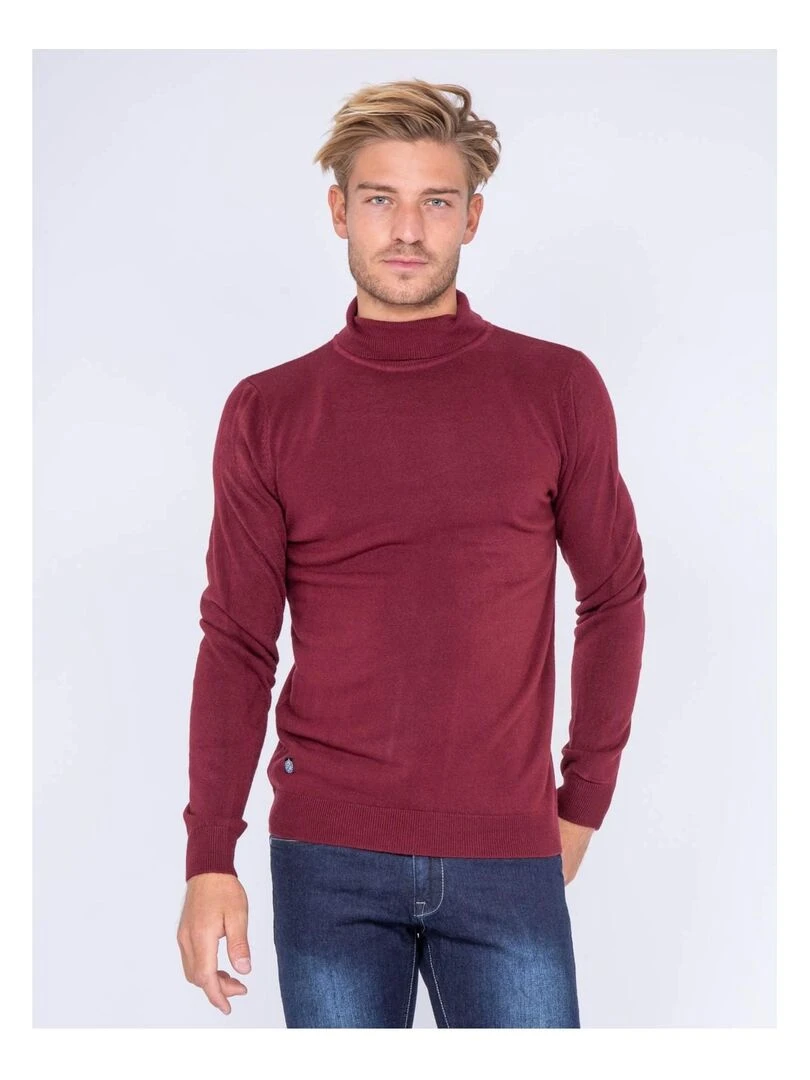 Pull col roulé aspect cachemire LOVOU Bordeaux