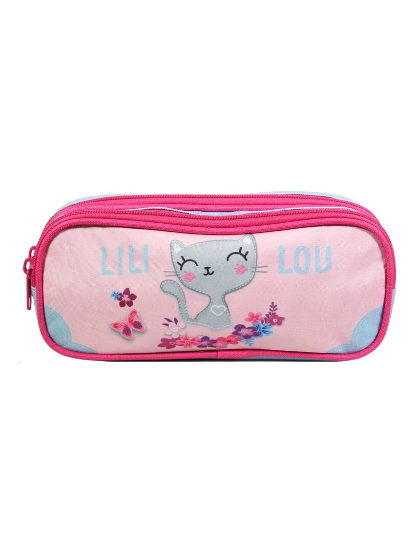 BAGTROTTER Trousse scolaire 2 compartiments Lili Lou Rose Rose