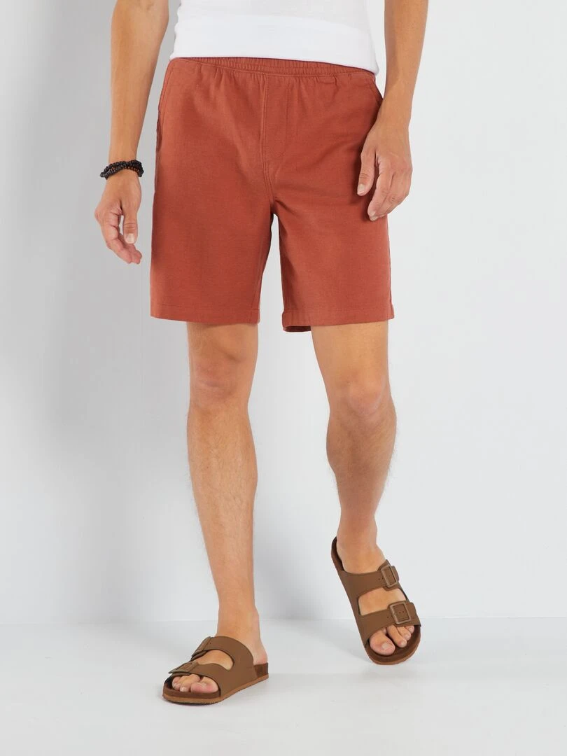 Bermuda uni à taille élastiquée Orange foncé