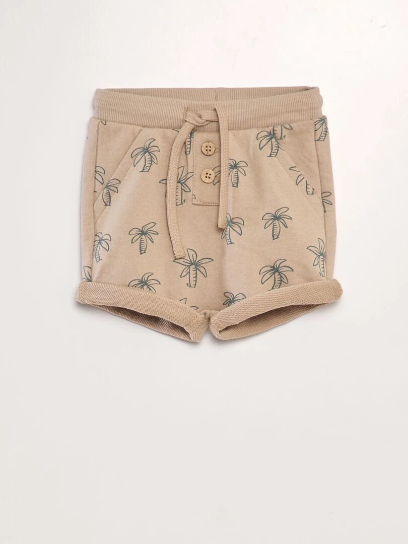 Short en molleton avec imprimé Beige