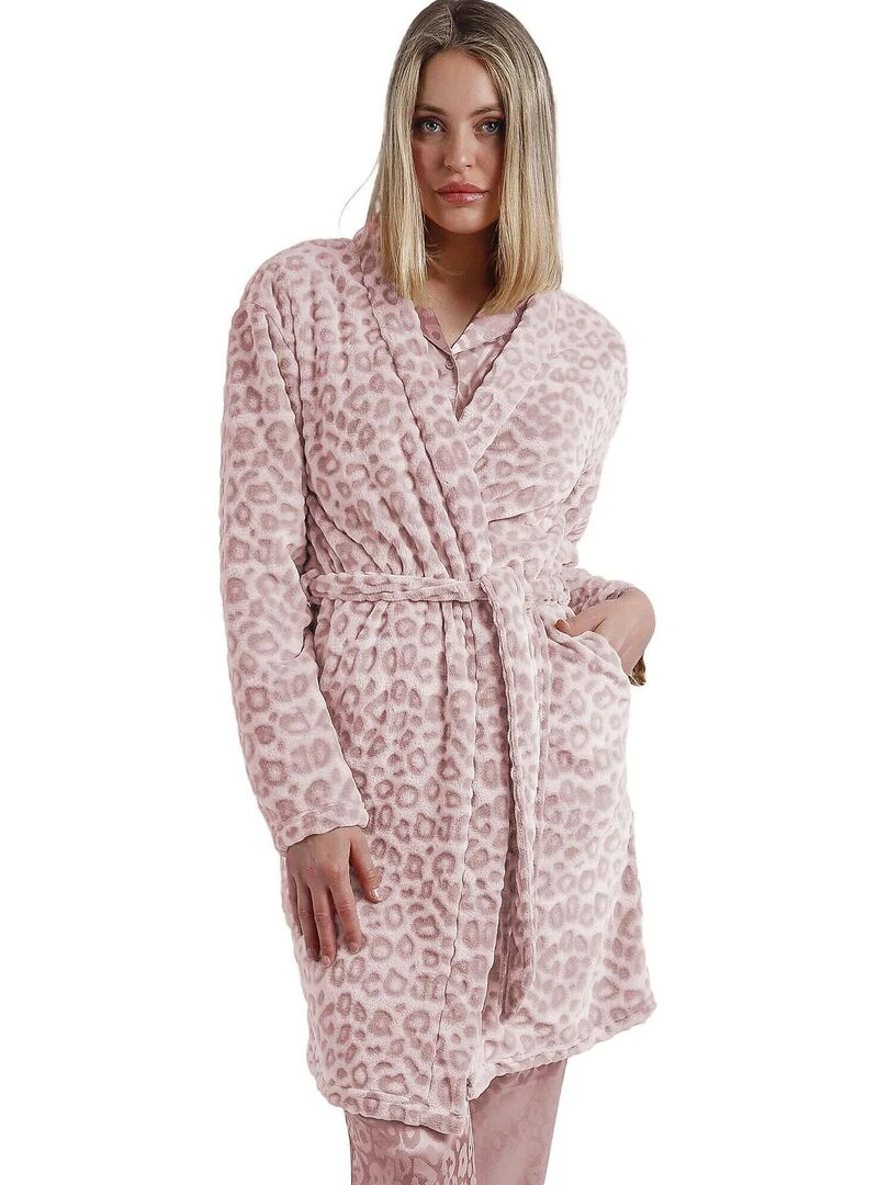Robe de chambre Leopard Rose