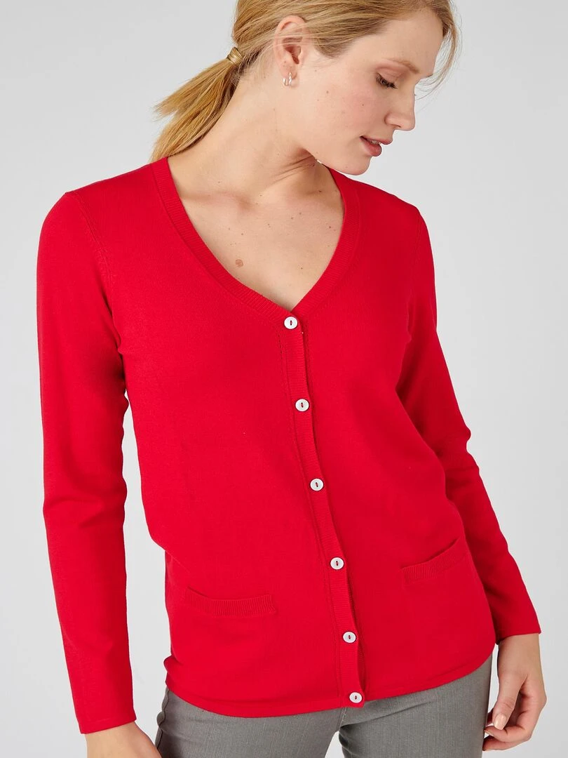 Gilet boutonné manches longues   Damart   Rouge