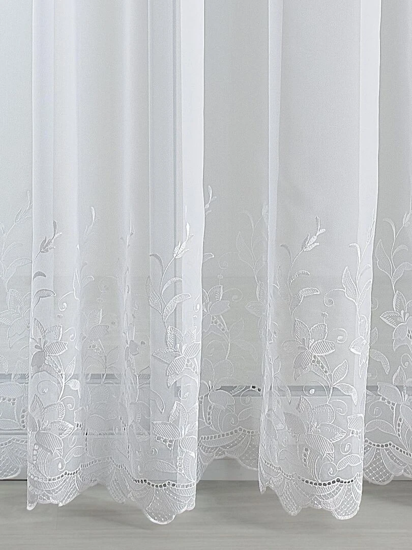 Voilage en voile avec base brodée   Blanc