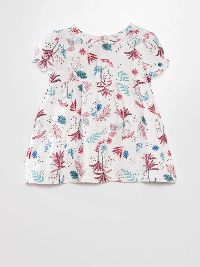 Robe + bandeau en gaze de coton imprimé 'Petit Béguin' Imprimé tropical
