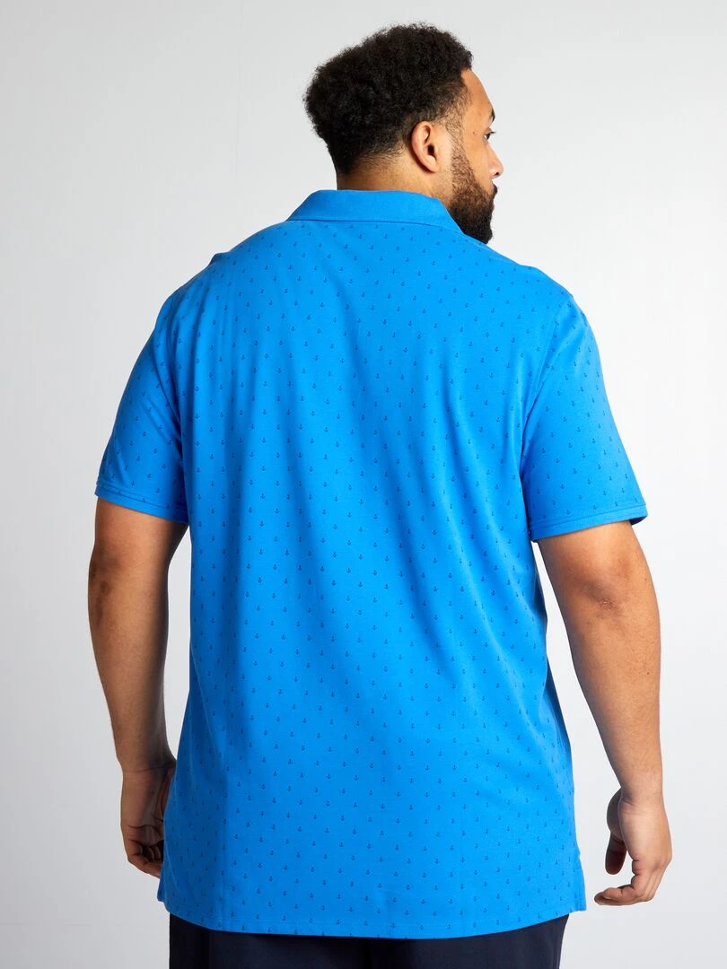 Polo en piqué de coton avec motif   Bleu