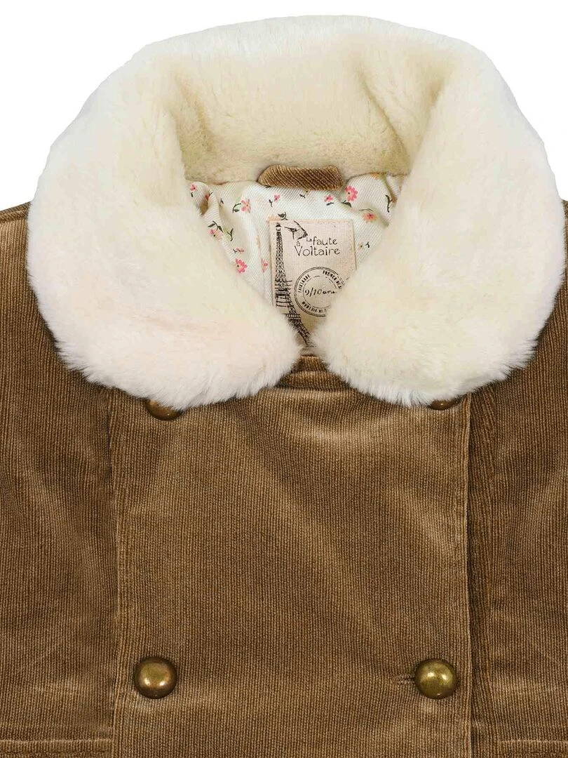 Manteau Long   Velours Beige Fausse Fourrure  ANOUSHKA   'LA FAUTE A VOLTAIRE'   Beige