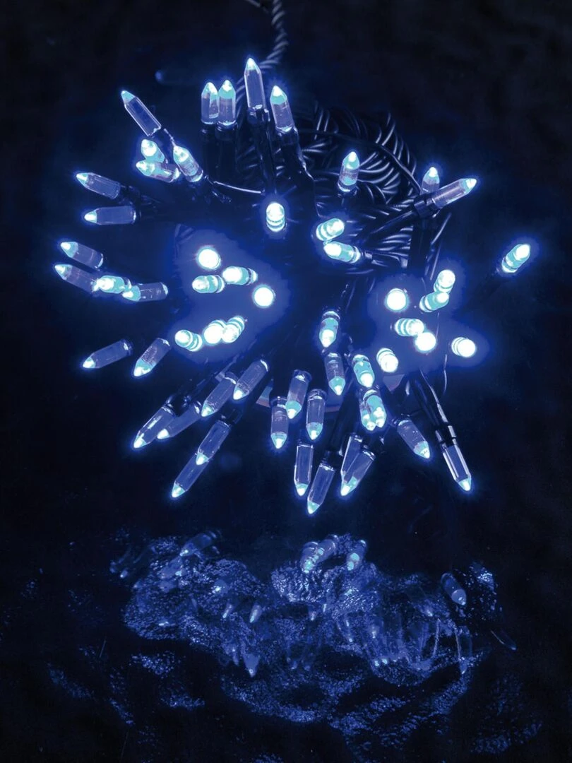 Guirlande exterieur 80 led grain de riz bleu anime blanc Bleu