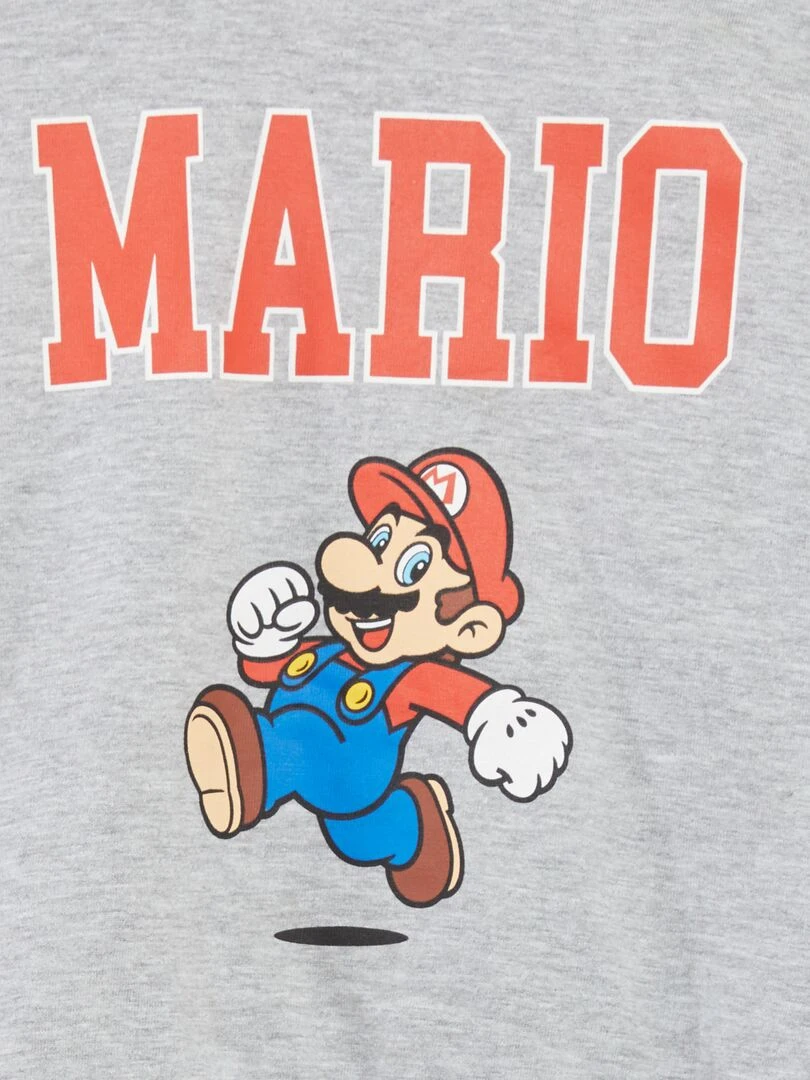 Pyjama long 'Super Mario'   2 pièces   Gris/rouge