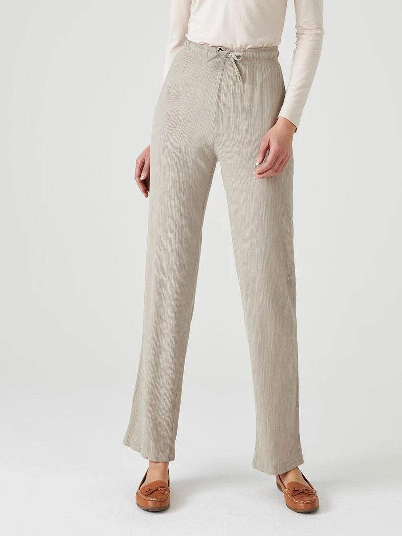 Pantalon fluide crépon Damart Marron