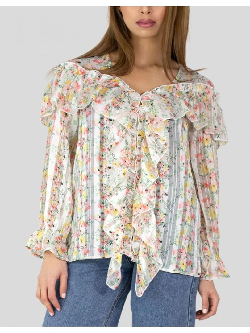 blouse imprimé floral Kebello Blanc Blanc