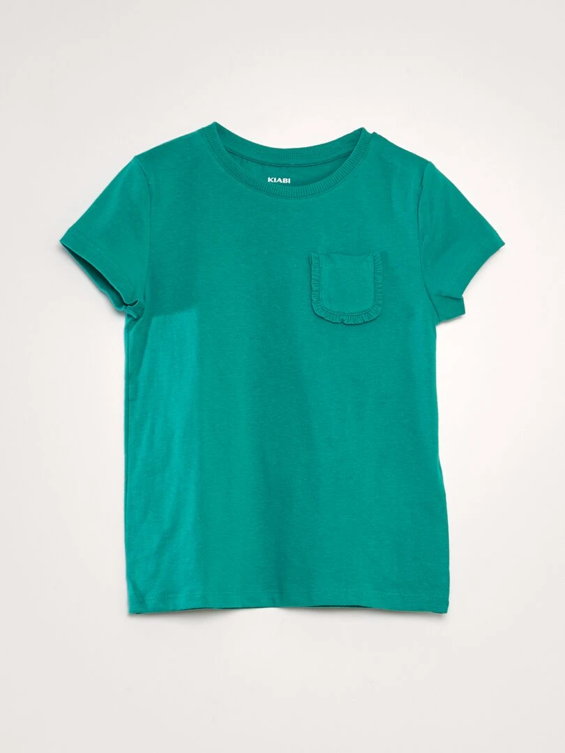 T shirt uni avec poche Vert