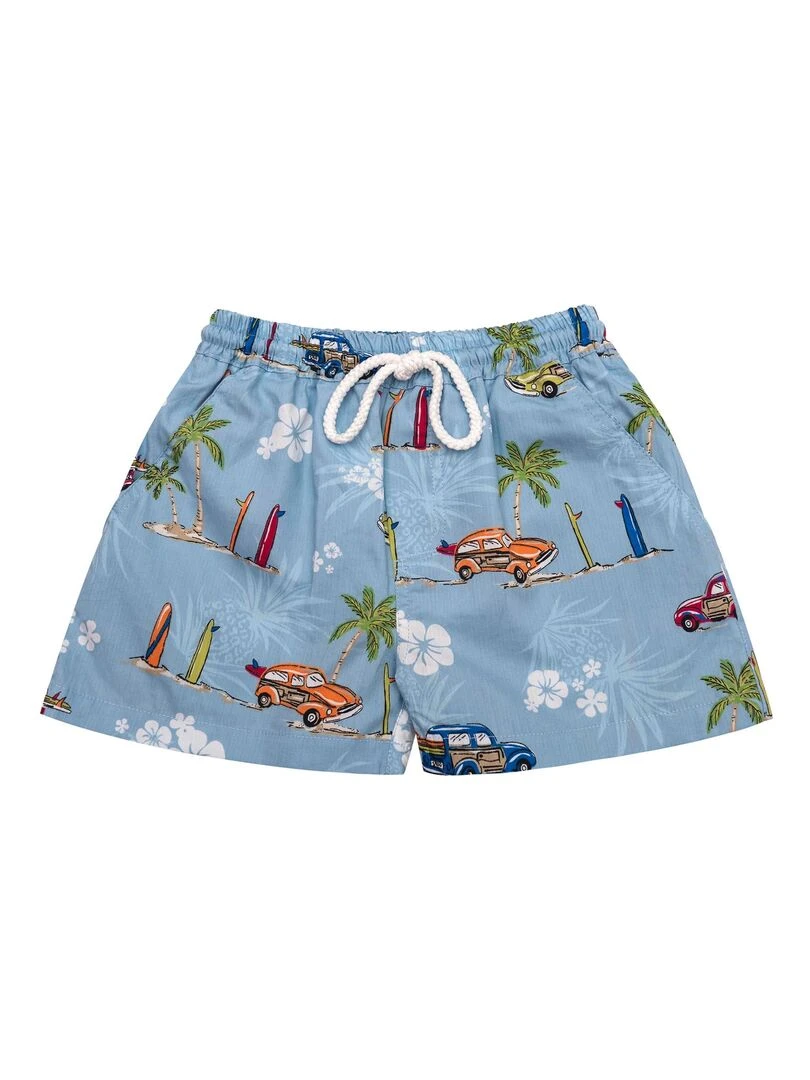 Short de Bain Garçon Bleu Imprimé Voitures Rétro SWIMBOY La Faute à Voltaire Bleu