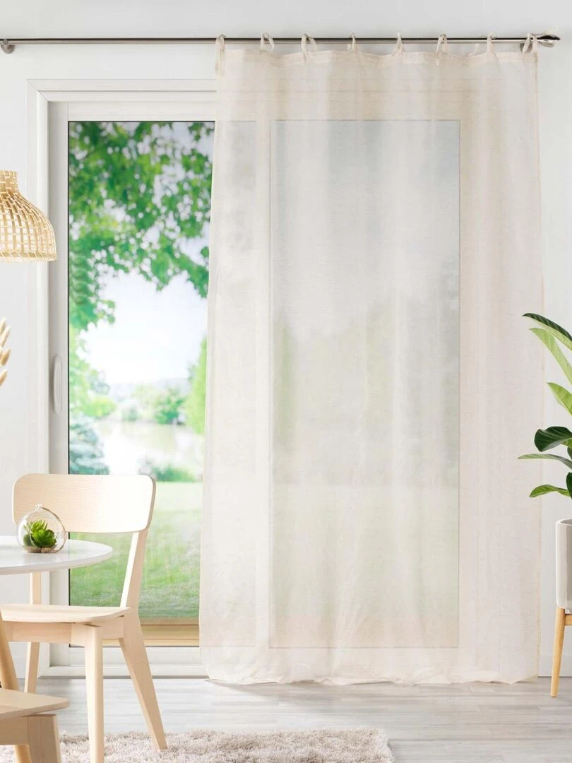 Voilage à nouettes    Effet lin tissé   Beige