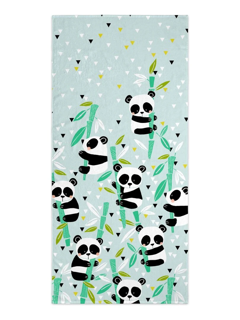 Serviette Panda garden blue "Happyfriday"   Blanc