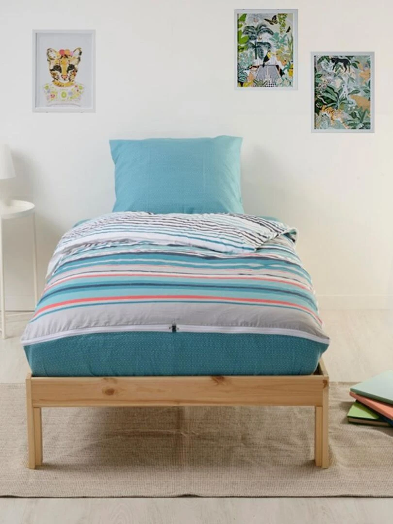 Bleu Câlin Rechange Caradou® Ritmo Parure de Lit Enfant Sans Couette 90x190cm Bleu turquoise
