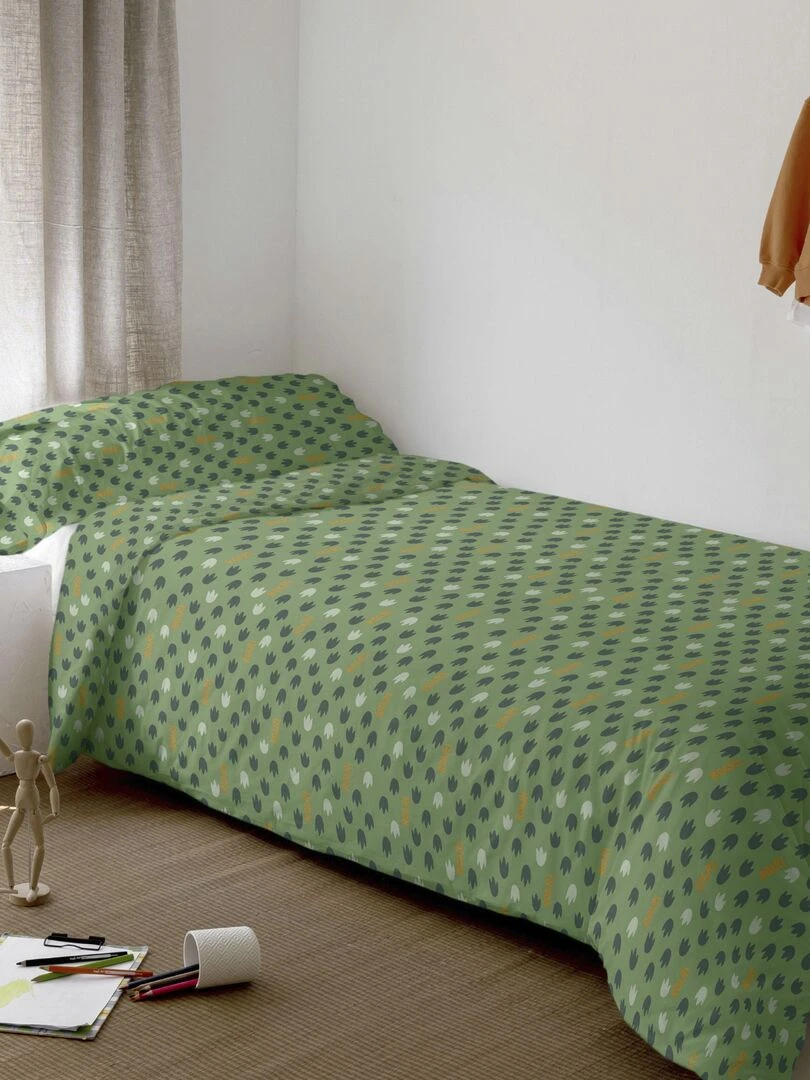 Parure housse de couette 2 pièces Happydino (D) "Happyfriday"   Blanc