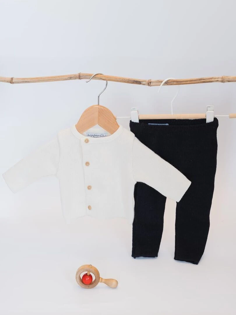 Coffret de naissance en laine SAINT JEAN DE LUZ Blanc Bleu