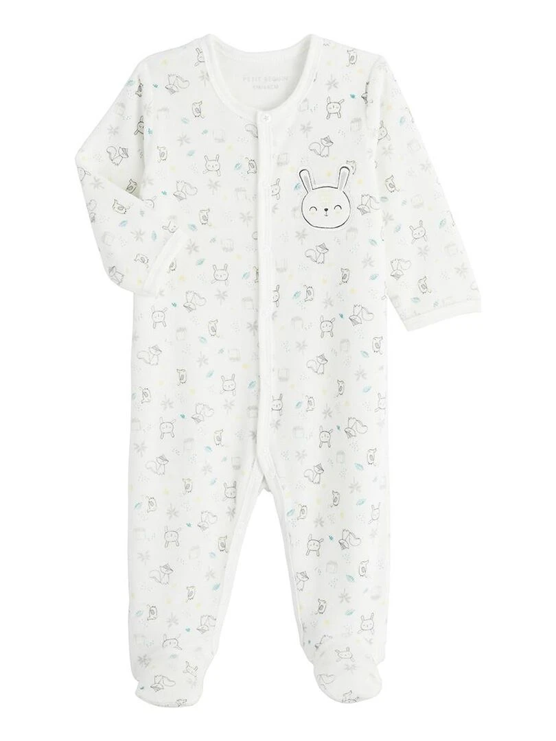 Pyjama bébé en velours Tropicland Ecru