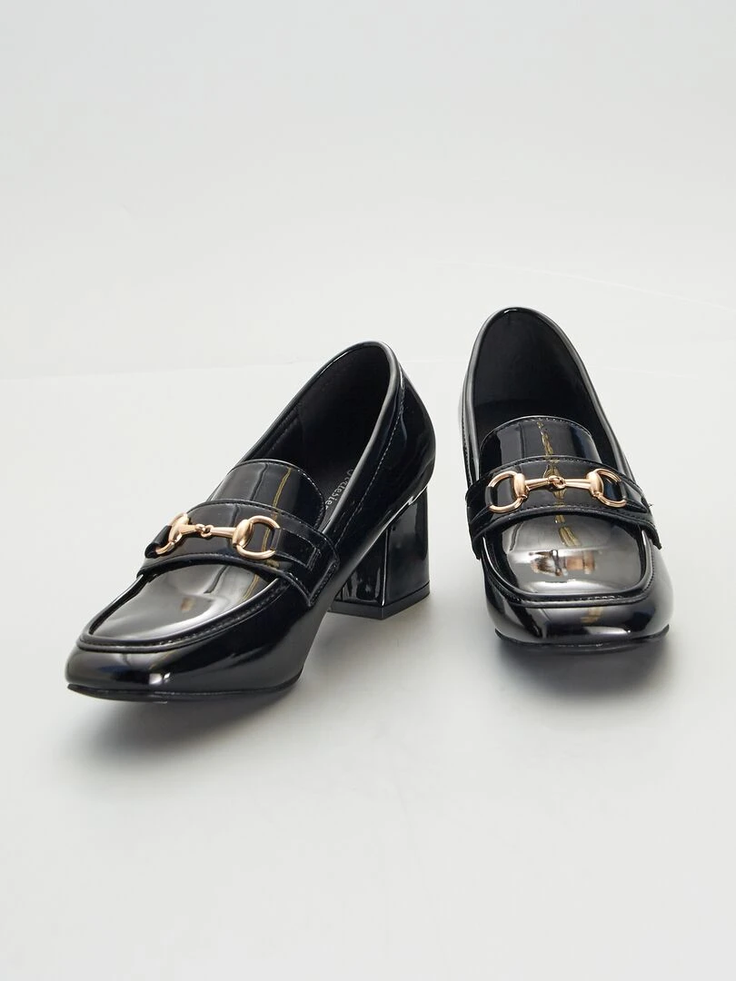 Mocassins à talons en vernis   Noir