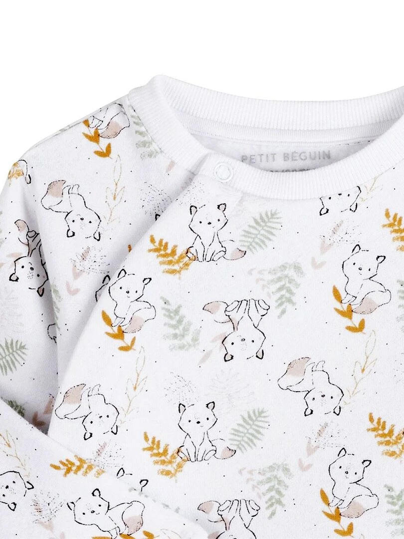 Ensemble sweat et pantalon bébé mixte en molleton Little Fox   Ecru