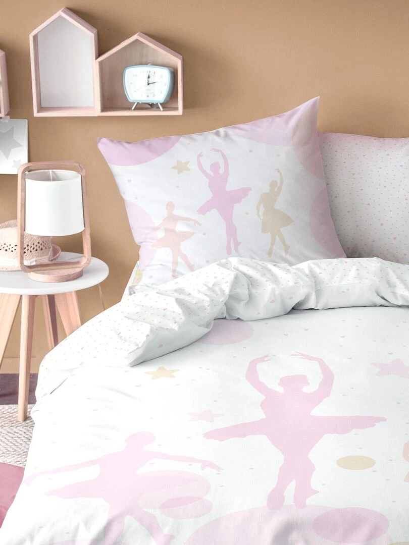 Parure de lit imprimée 100% Coton OPERA Blanc Rose