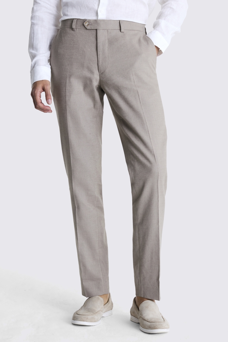 Slim Fit Taupe Matte Linen Trousers Buy Online at Moss