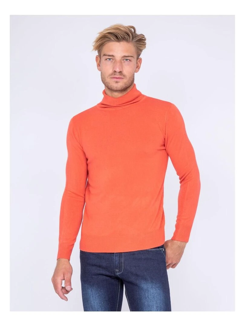 Pull col roulé aspect cachemire LOVOU Orange corail