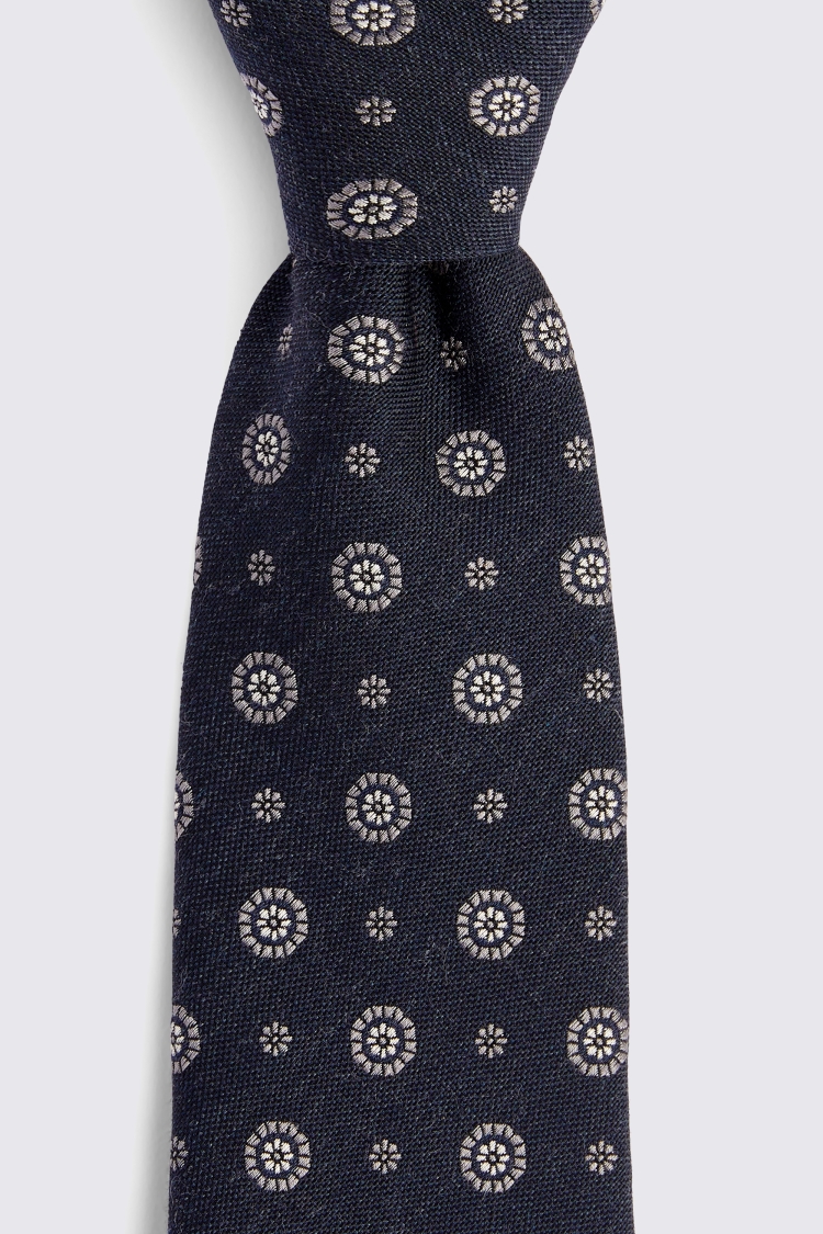 Bottinelli Navy & Grey Floral Geo Tie Buy Online at Moss