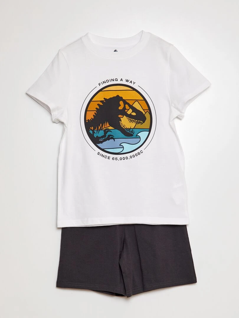 Pyjama court 'Jurassic World' 2 pièces Blanc