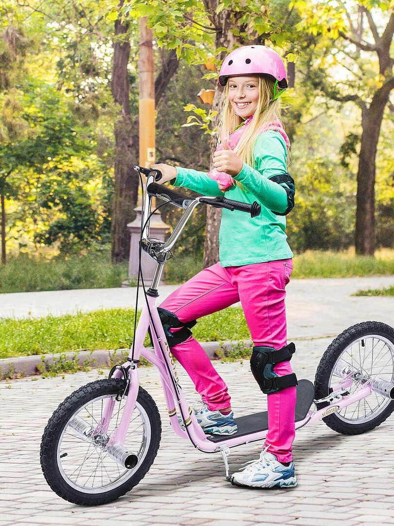 Trottinette patinette freestyle grandes roues et pegs rose   Rose