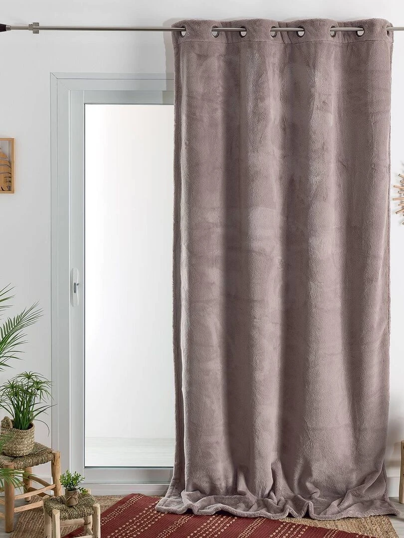 Rideau d'ameublement en imitation fourrure Taupe