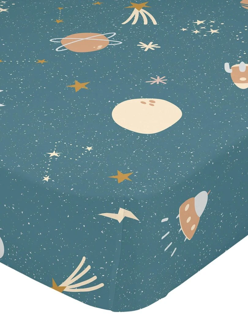 Drap housse Mini universe Lit Bébé "Happyfriday" Blanc