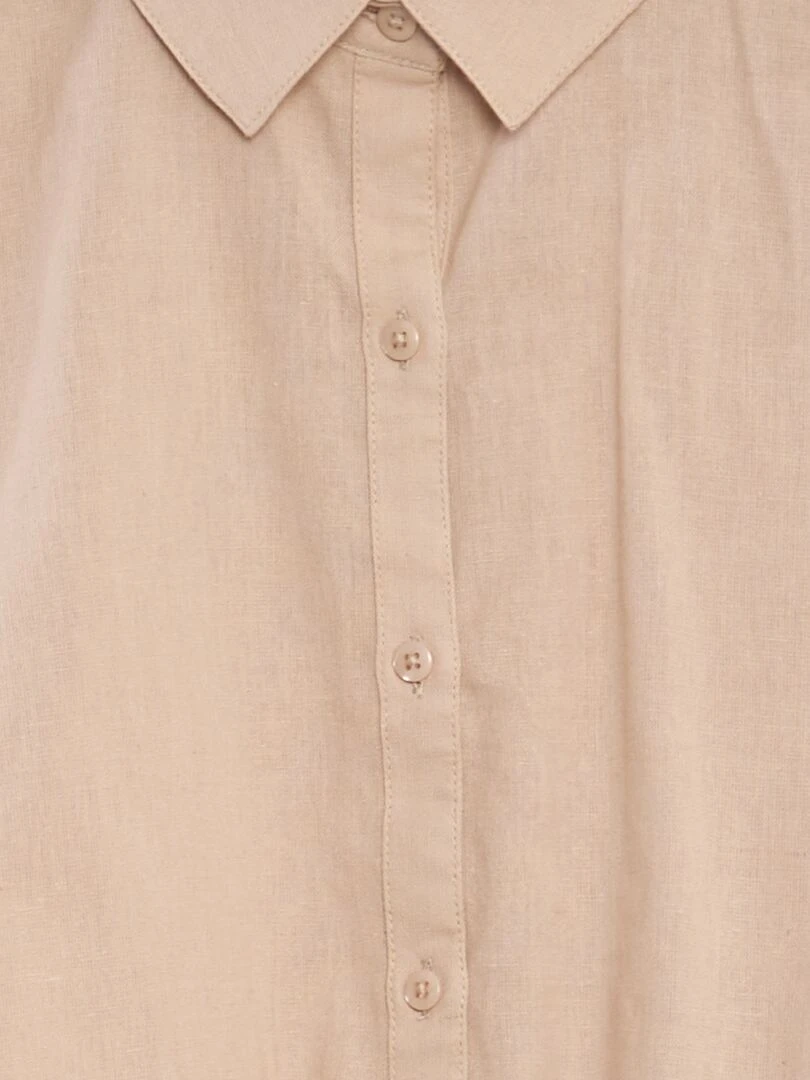 Chemise à nouer en coton et lin Beige