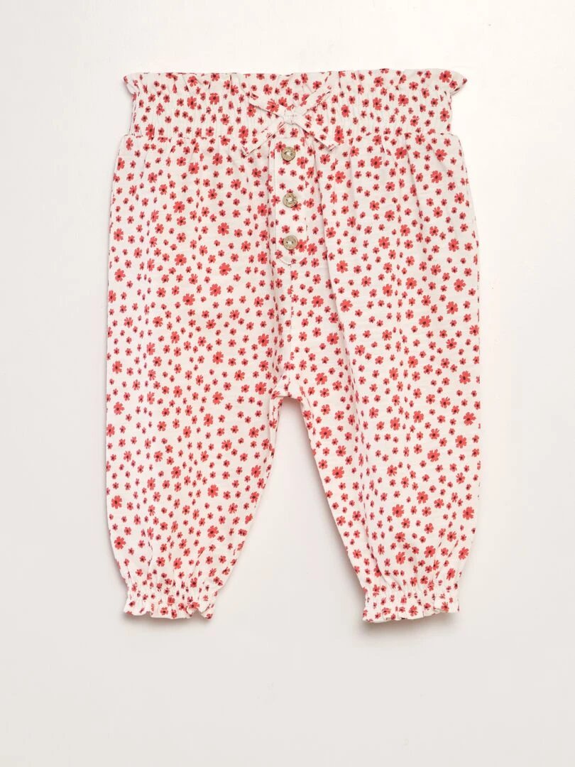 Pantalon type sarouel Blanc/rouge