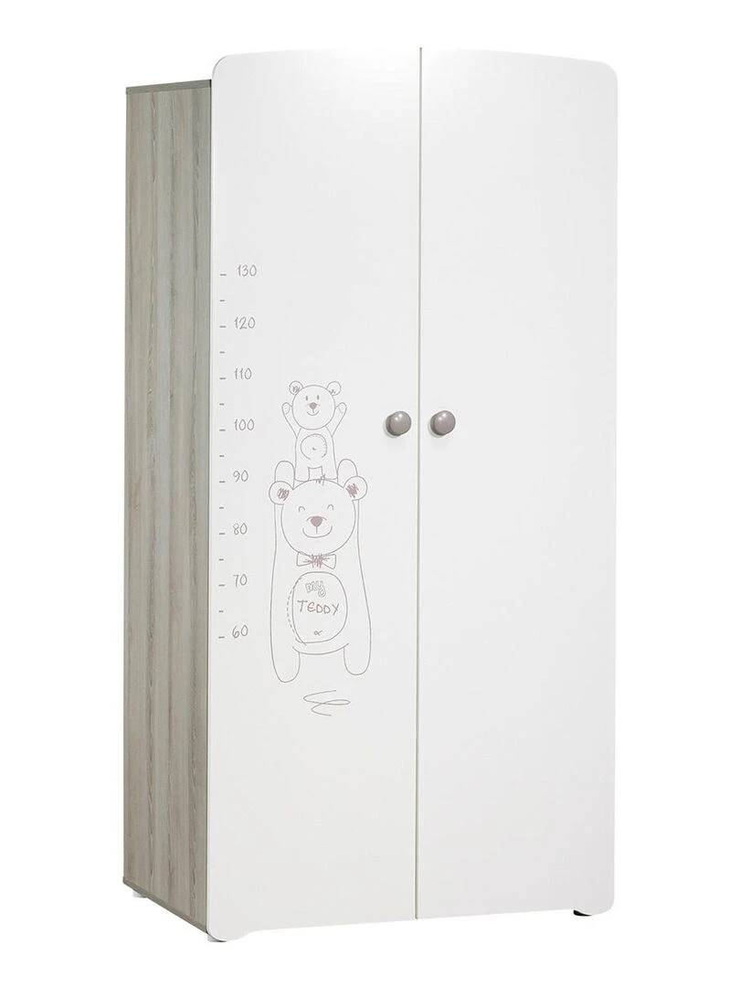 Armoire 2 portes bébé 175x85x56cm en Mélamine blanc BABYPRICE Blanc