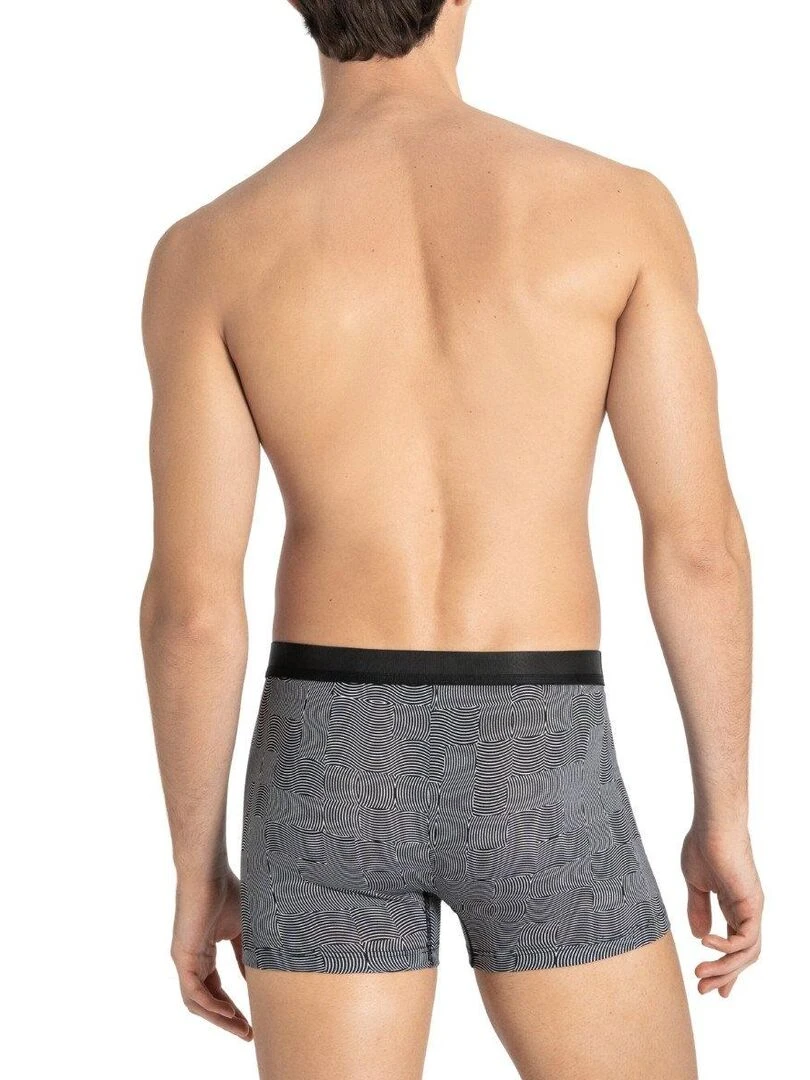 Boxer à imprimé lignes abstraites en lyocell Kata   Noir