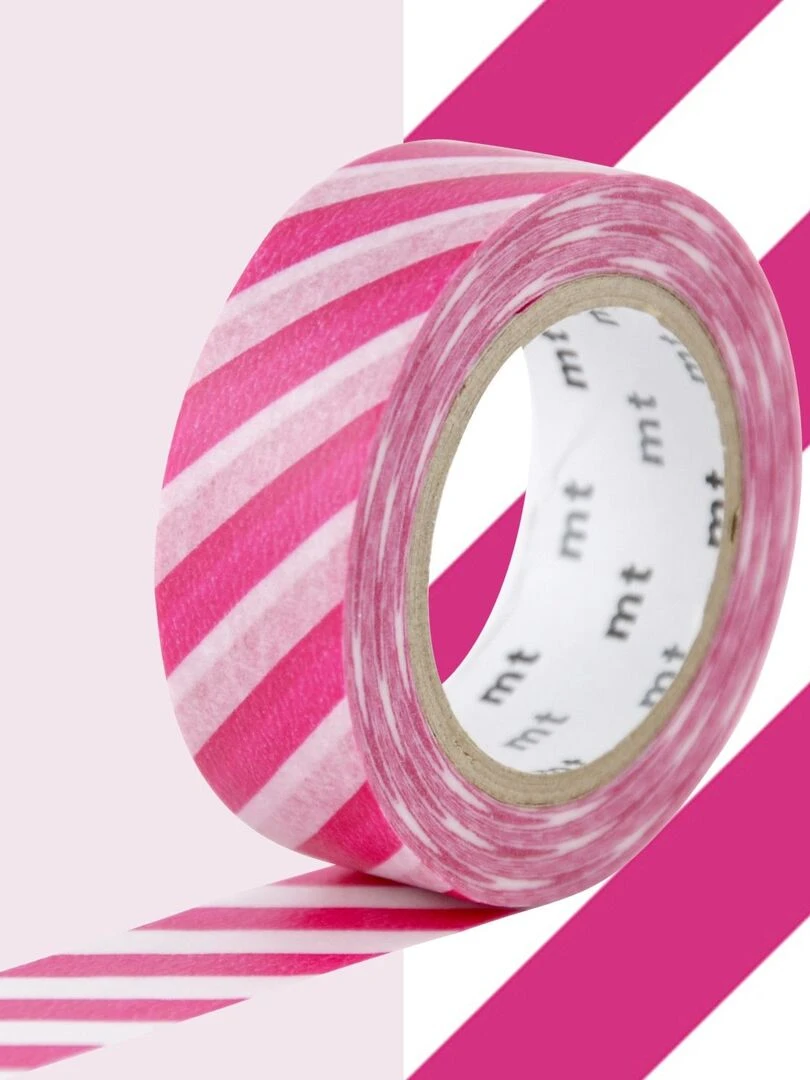 Masking tape à rayures   Fuschia   1 5 cm x 7 m   N/A
