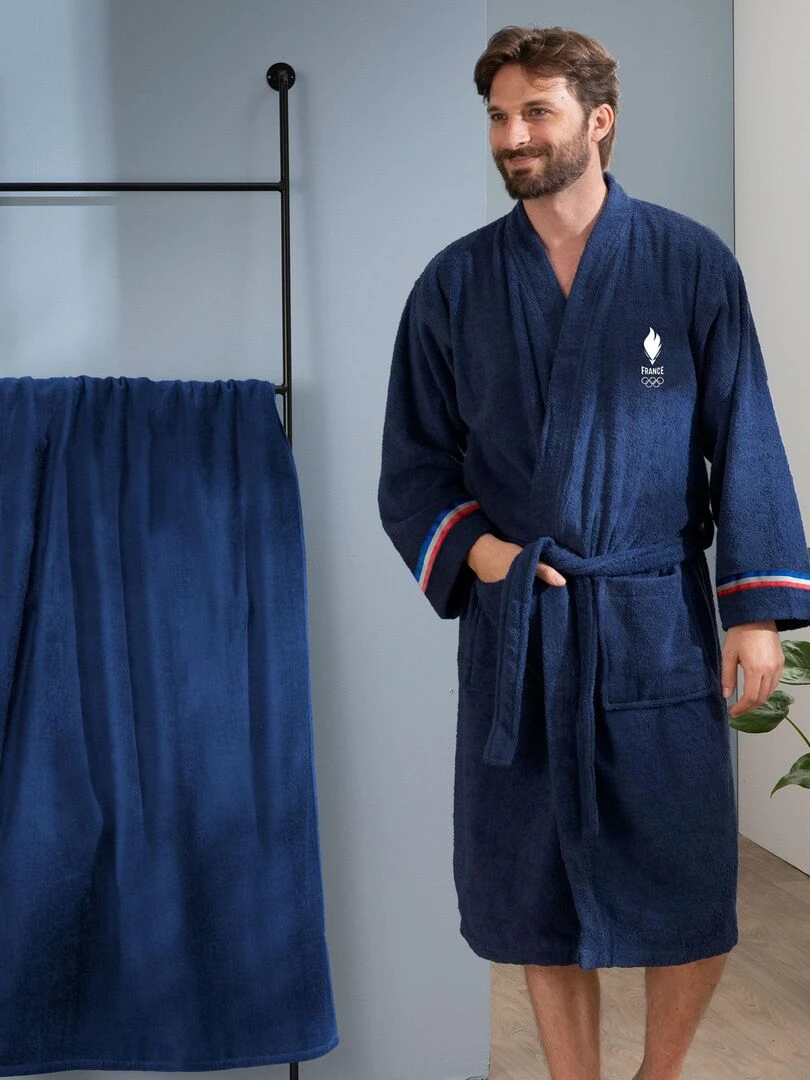Peignoir adulte 100% coton  PARIS 2024 EQUIPE DE FRANCE OLYMPIQUE COQ   Bleu marine