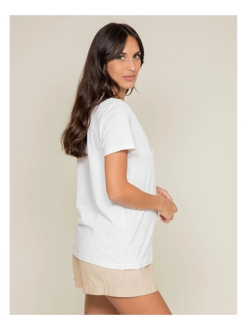 T shirt col rond message FRECHOU Blanc