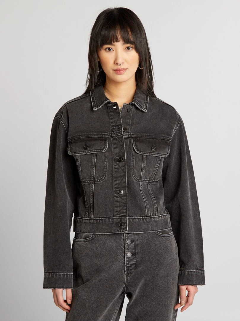 Veste courte en jean   Noir