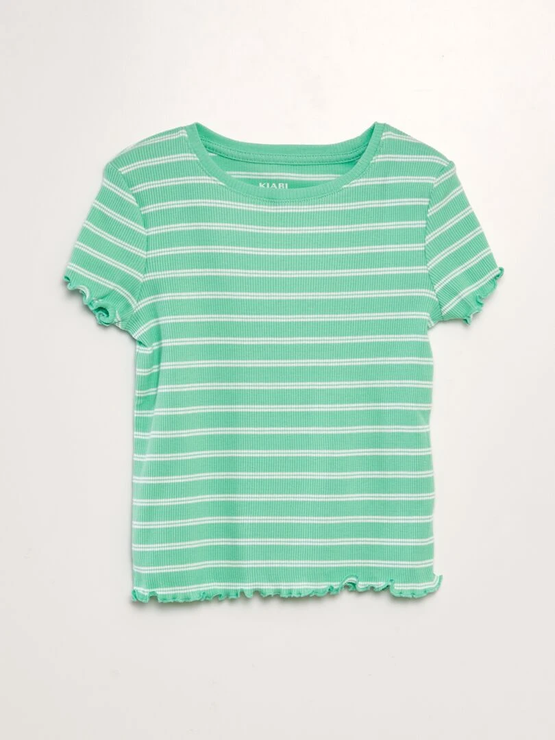 T shirt manches courtes rayées Vert