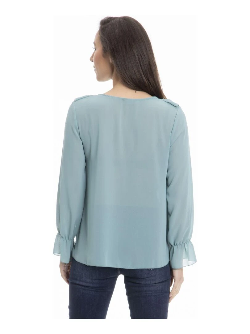 Chemise col tunisien CAROLE   Gérard Pasquier   Vert d'eau