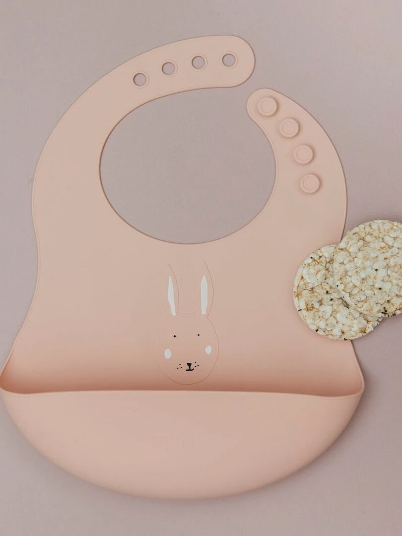Lot de 2 bavoirs en silicone Mrs Rabbit   Rose