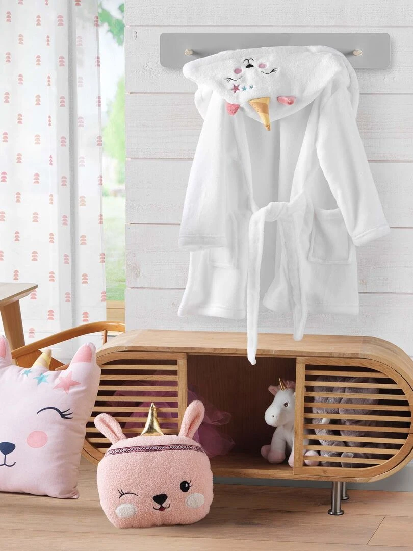 Coussin peluche fantaisie 30 x 30 cm Licorne etoile   Rose