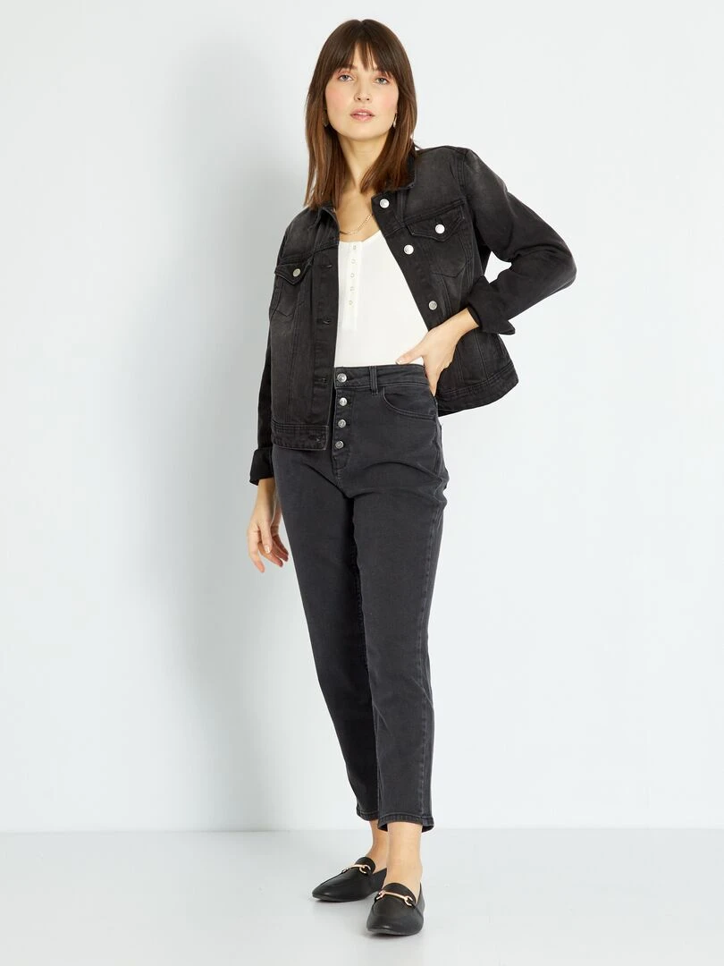 Jean mom à taille très haute L28 Noir