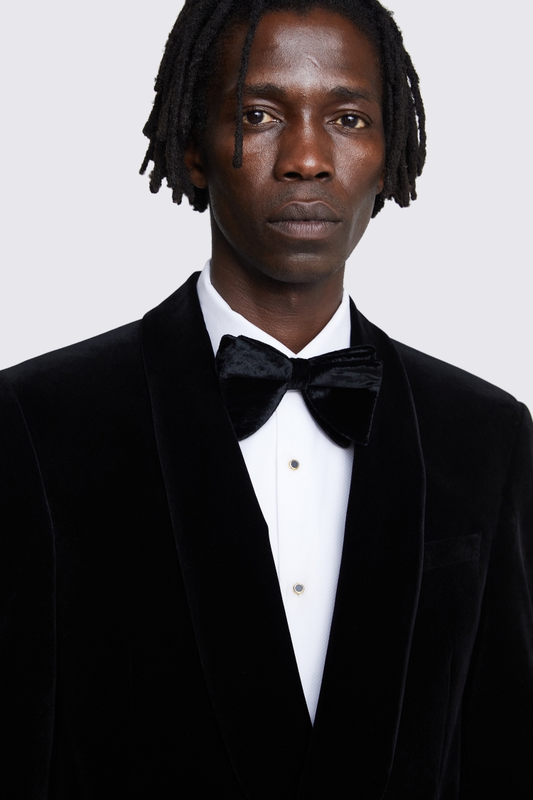 Slim Fit Black Velvet Shawl Lapel Jacket   Buy Online at Moss