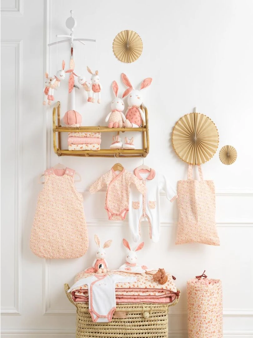 Pyjama bébé en coton   SAUTHON   Blanc Rose