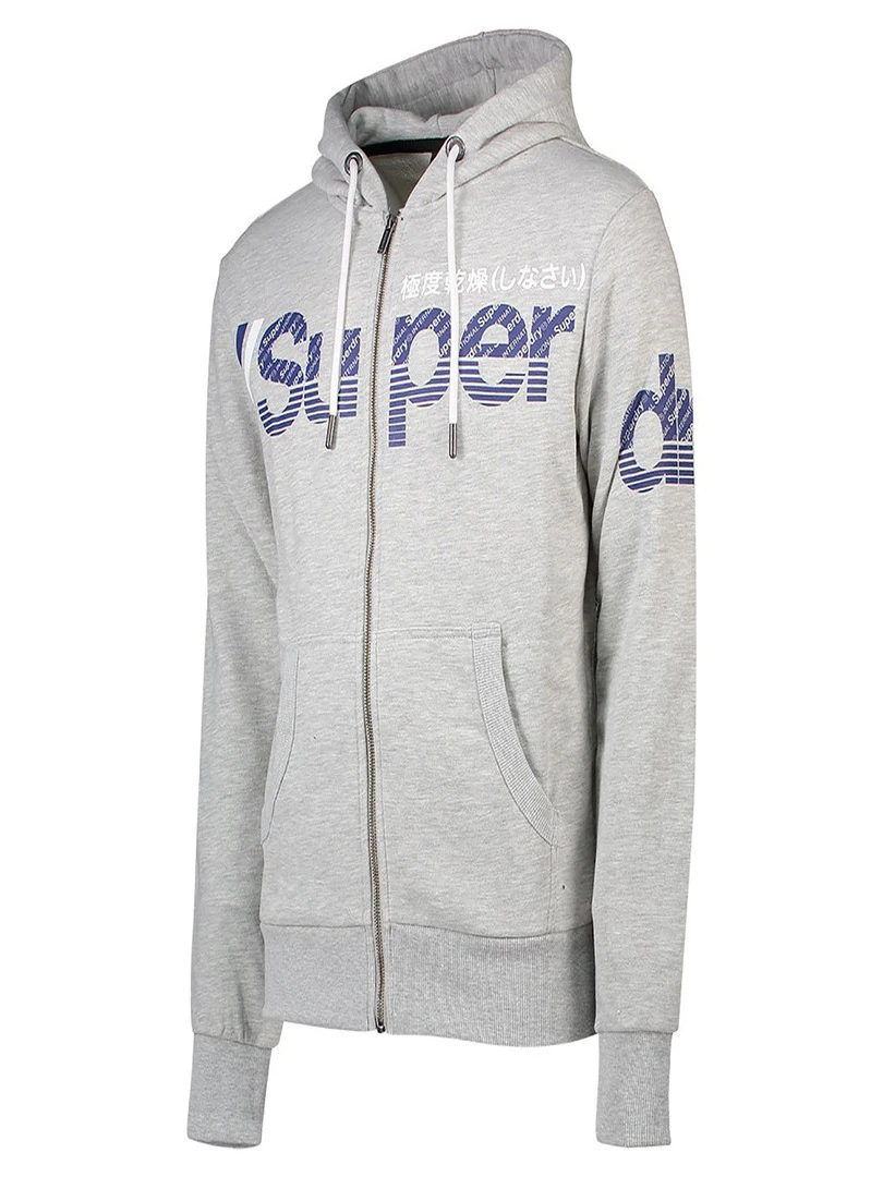 Sweat à Capuche SuperDry Core Split Logo Zip Hood Gris