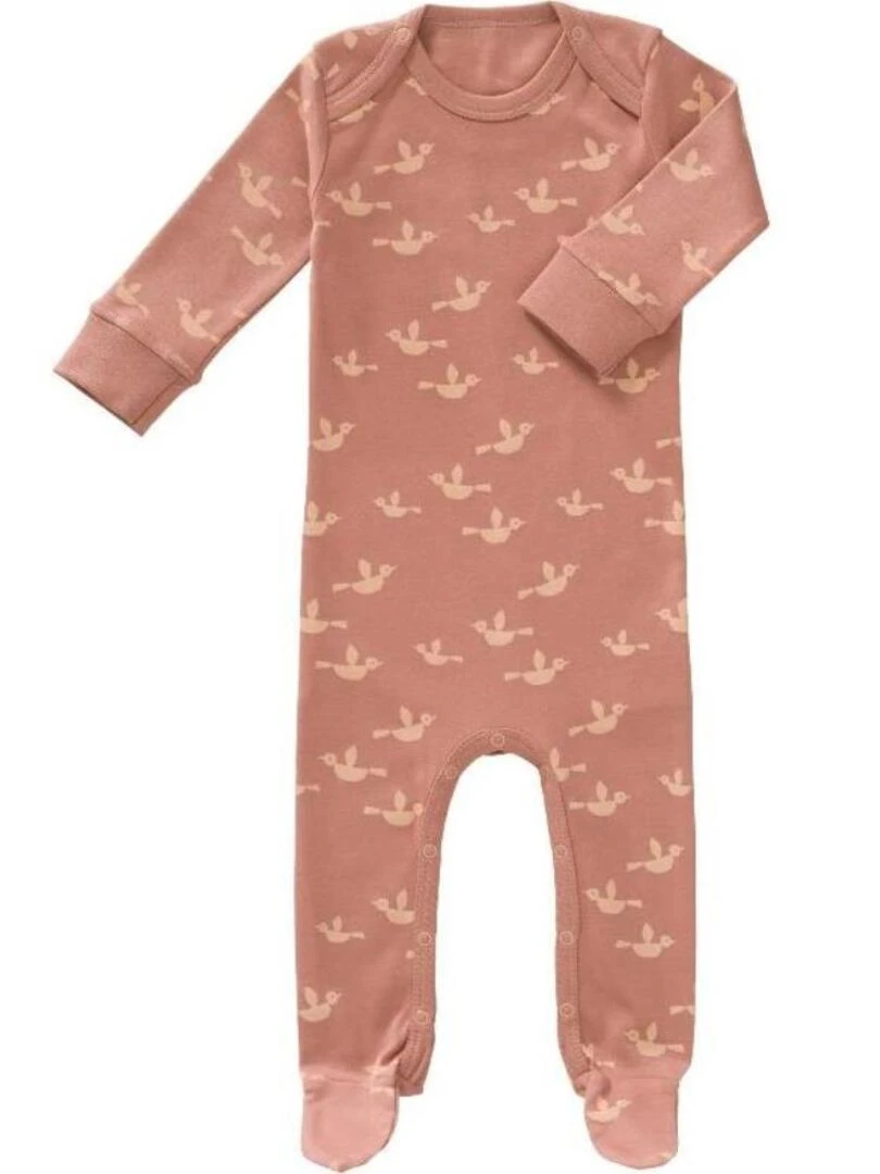 Pyjama Bébé en Coton Bio Oiseaux Rose